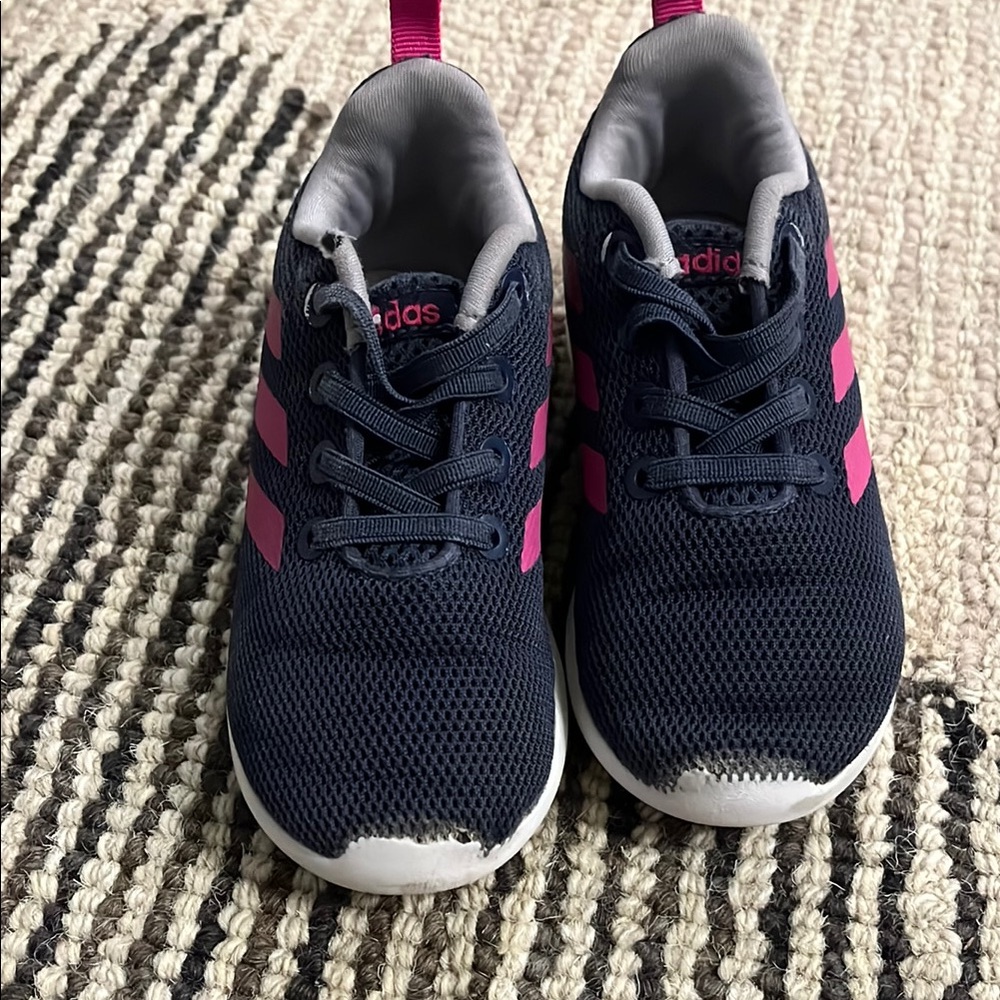Adidas Kids' Navy and Pink Sneakers